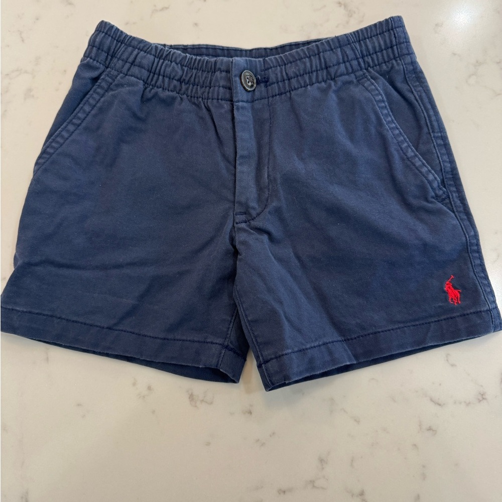 Ralph Lauren 3T Navy Cotton Shorts with Red Pony